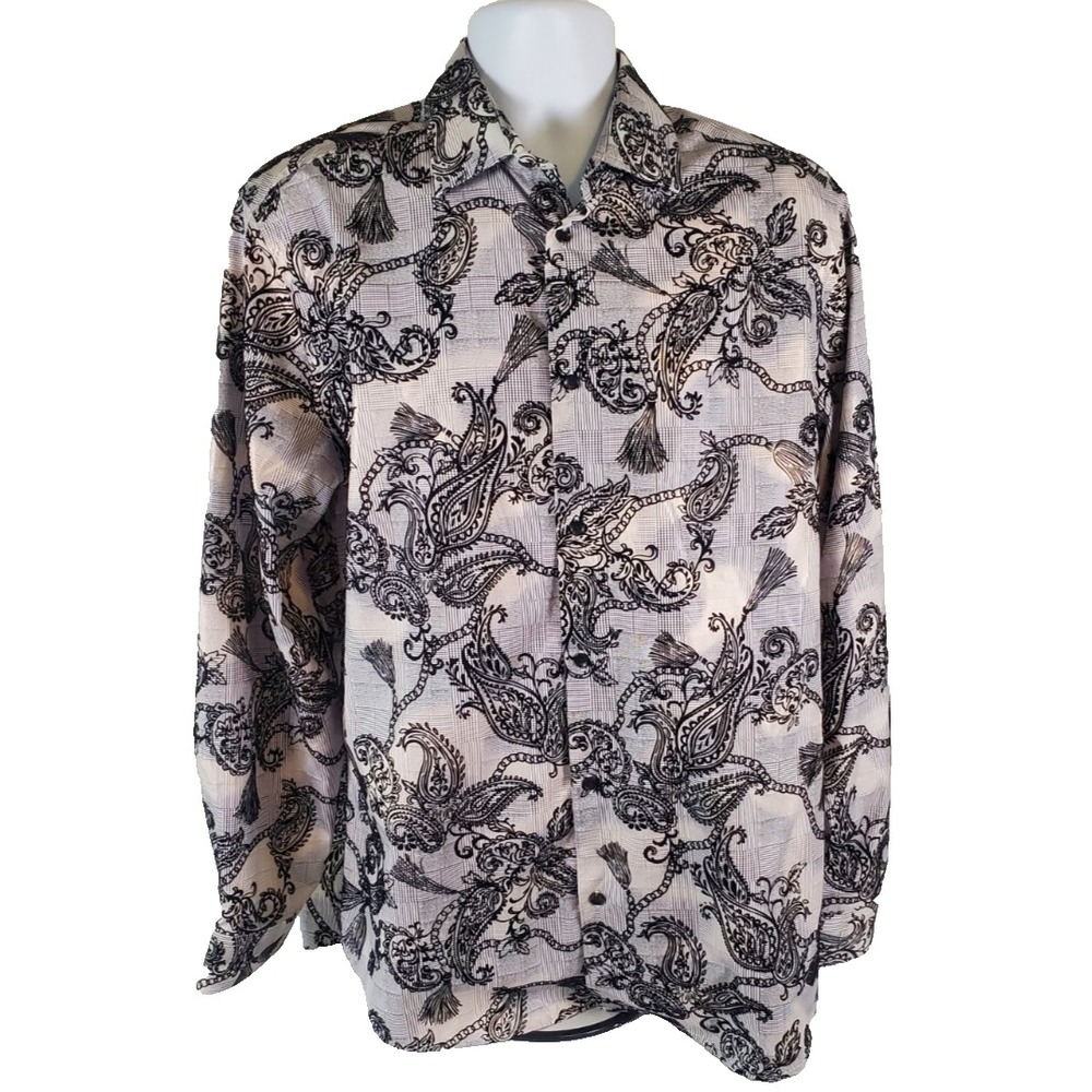 Suslo Couture Shirt Slim Fit Men's XL Button Front Long Sleeves Black